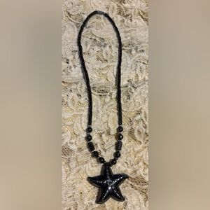 Black Starfish Pendant Necklace 18 in